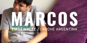 Image of man on a purple couch, text says Marcos,